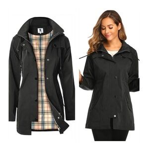 SaphiRose Women's Hooded Anorak Style Trench Coat